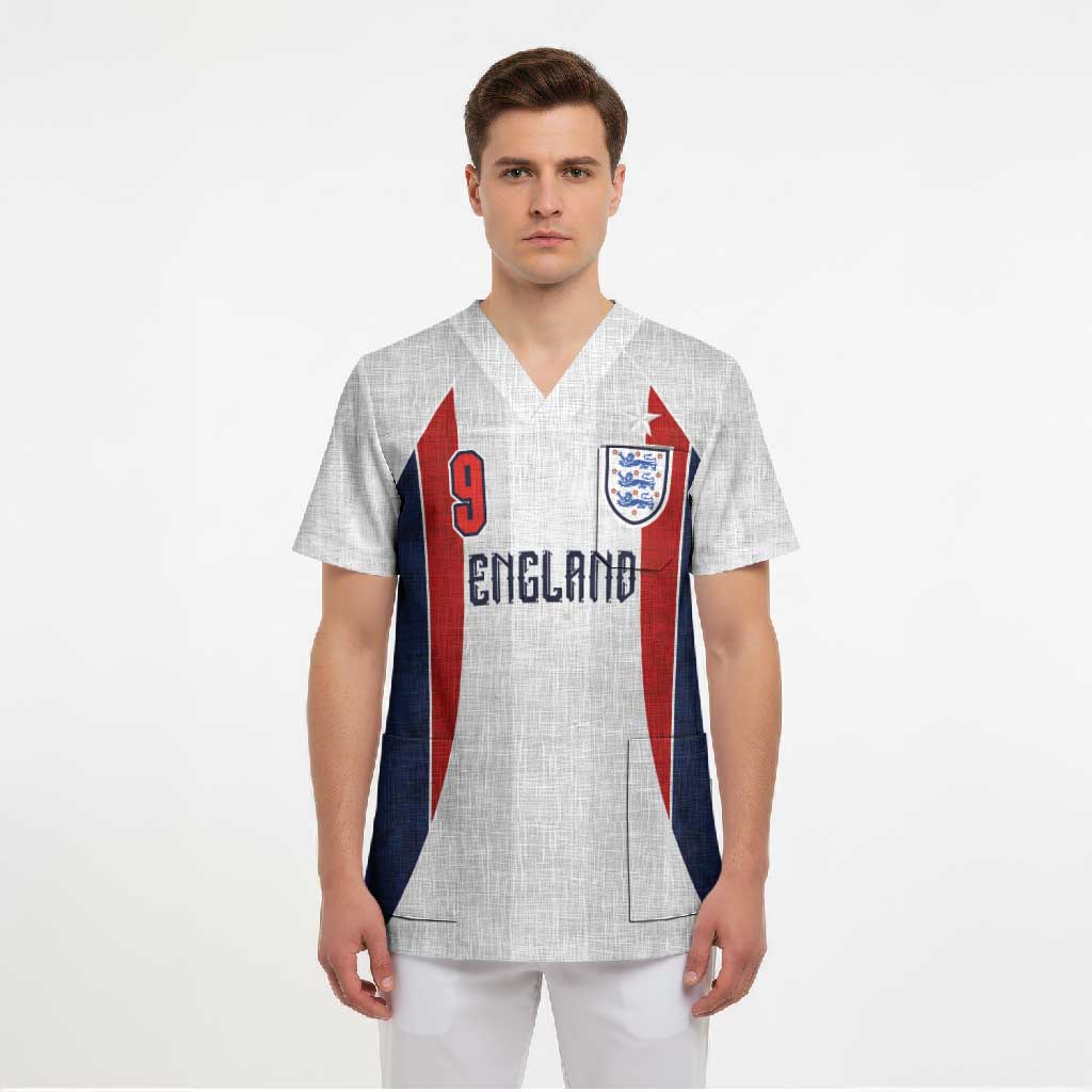 Custom England Football Scrub Top Retro-Modern Combination Style