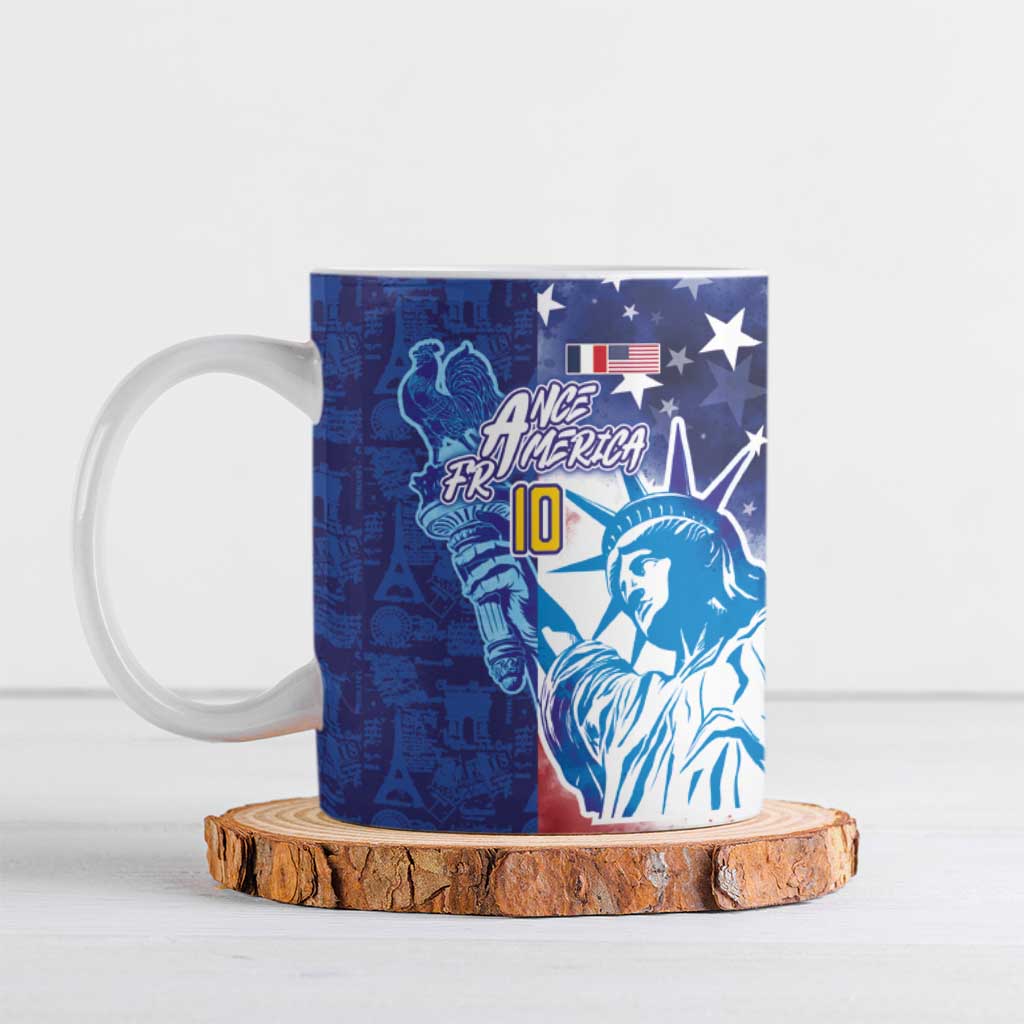 Custom France America Soccer Ceramic Mug Dual Heritage Liberty Rooster