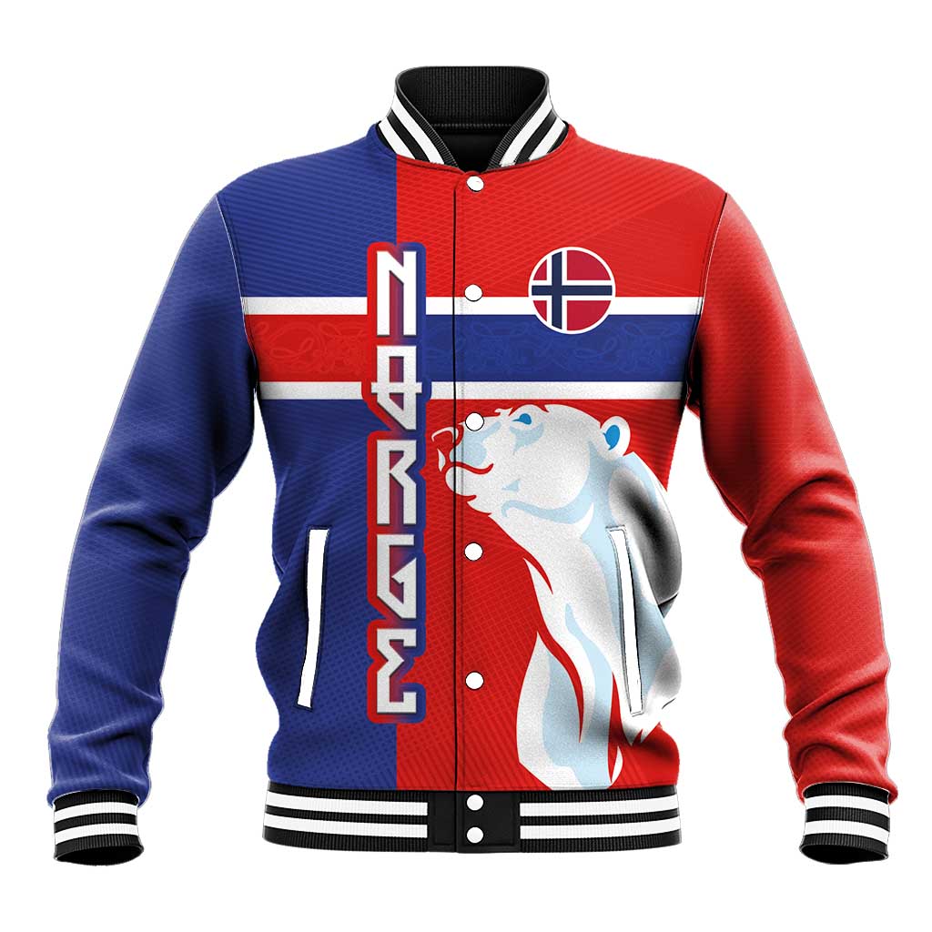 Custom Norway Ice Hockey Baseball Jacket Polar Bears-Viking Ornament Flag Style