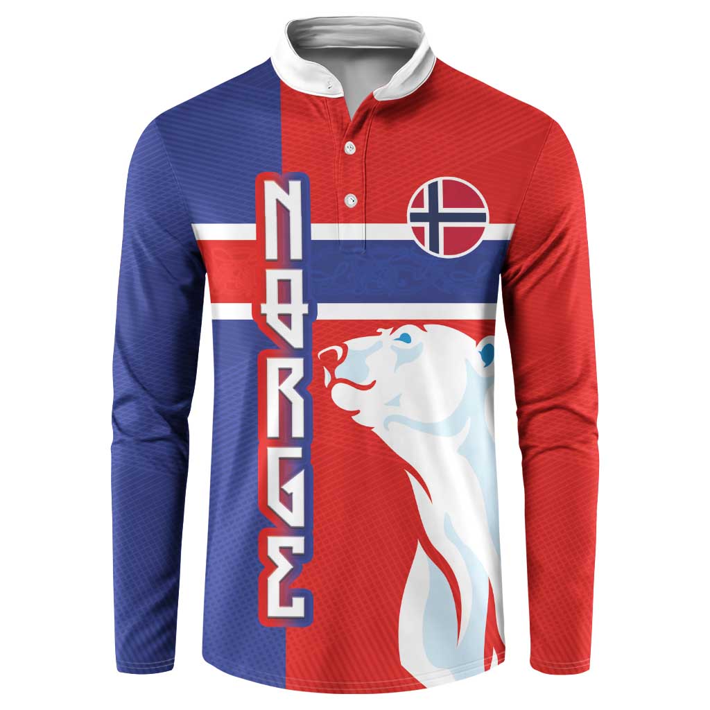 Custom Norway Ice Hockey Button Sweatshirt Polar Bears-Viking Ornament Flag Style