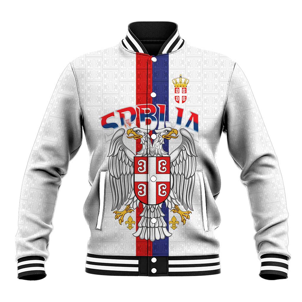 Serbia Coat Of Arms Srbija Eagle Baseball Jacket Traditional Serbian Heraldic Crest White Double Headed Eagle