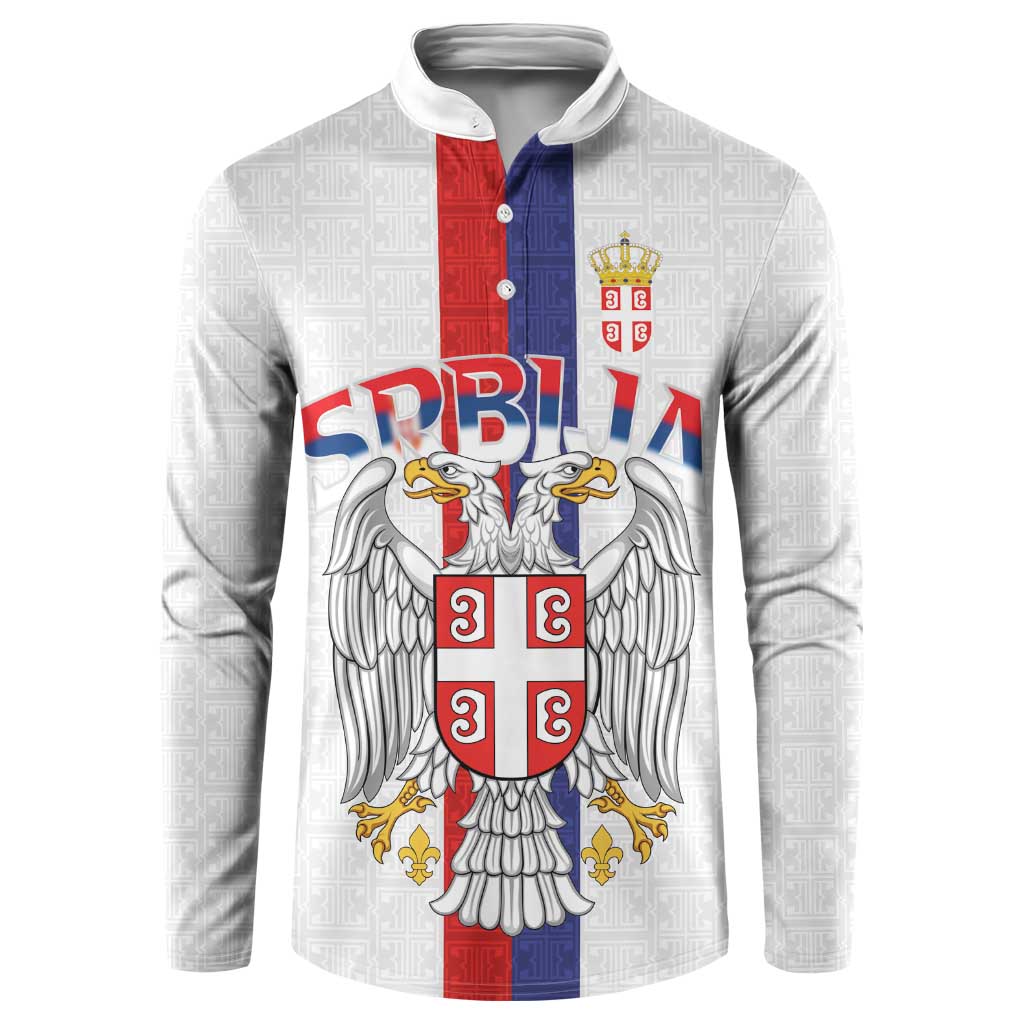 Serbia Coat Of Arms Srbija Eagle Button Sweatshirt Traditional Serbian Heraldic Crest White Double Headed Eagle