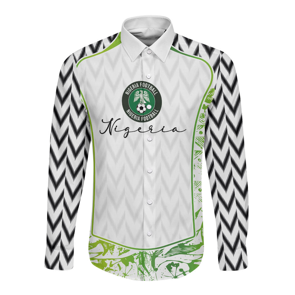 Nigeria National Football Custom Long Sleeve Button Shirt Blokecore T90 Sporty Style