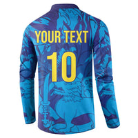 Custom Sri Lanka Cricket Royal Blue Warrior Button Sweatshirt