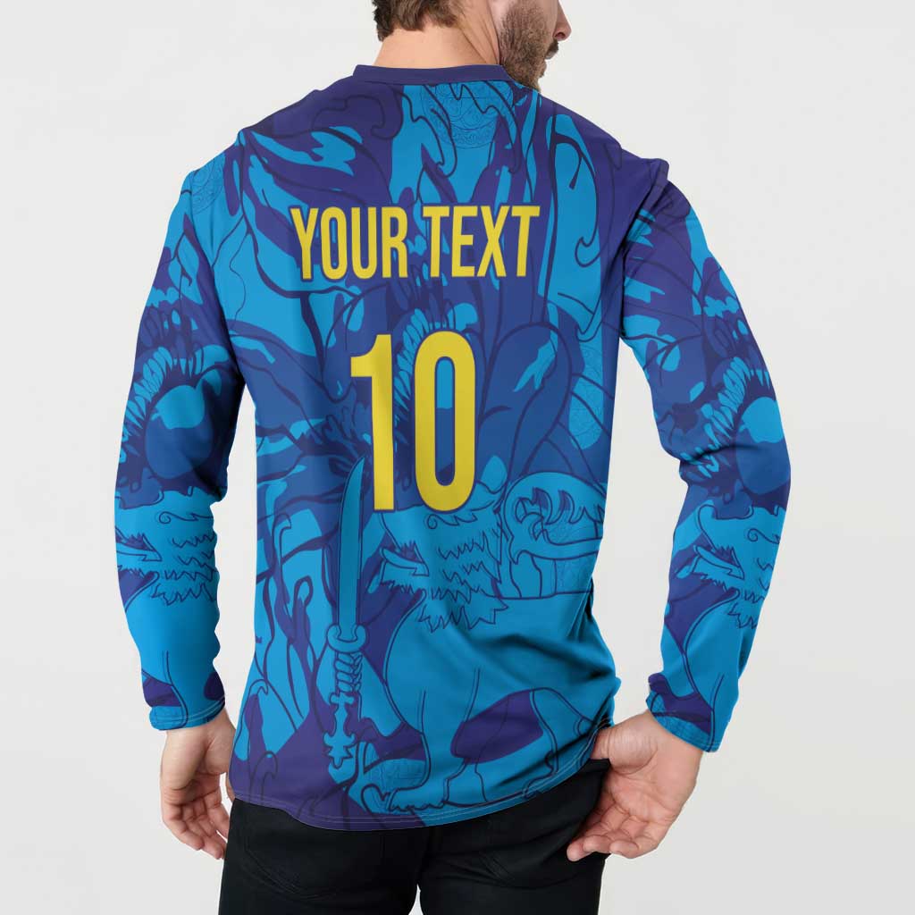 Custom Sri Lanka Cricket Royal Blue Warrior Button Sweatshirt
