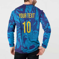 Custom Sri Lanka Cricket Royal Blue Warrior Button Sweatshirt