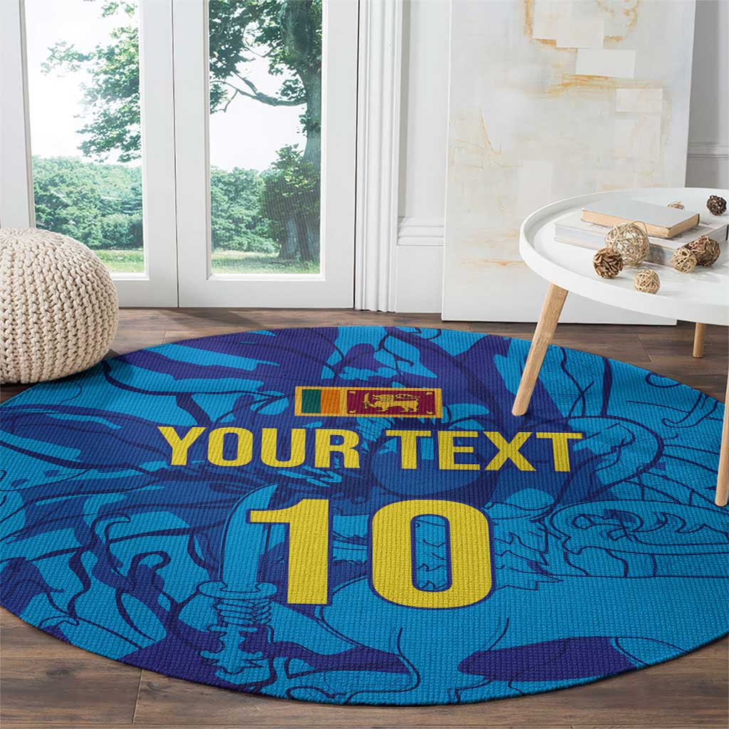 Custom Sri Lanka Cricket Royal Blue Warrior Round Carpet