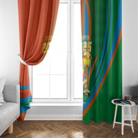 Orange and green cricket 2025 champion window curtains with curved stripe design