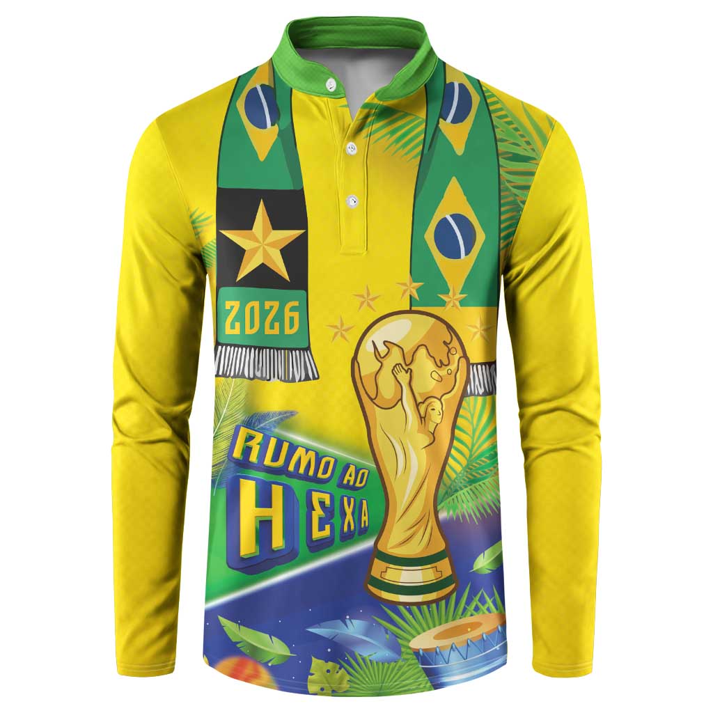 Brasil Football Custom Button Sweatshirt Rumo ao Hexa 2026