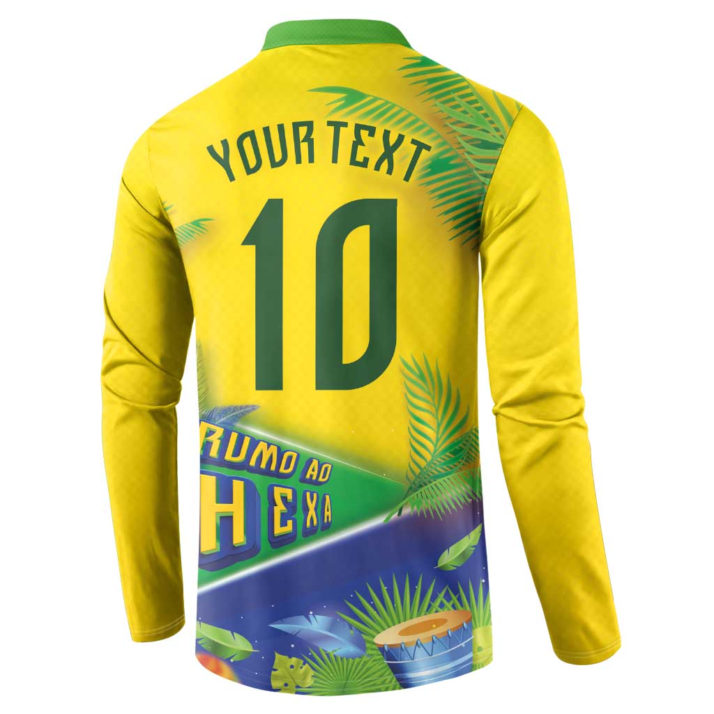 Brasil Football Custom Button Sweatshirt Rumo ao Hexa 2026