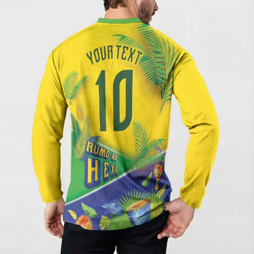 Brasil Football Custom Button Sweatshirt Rumo ao Hexa 2026