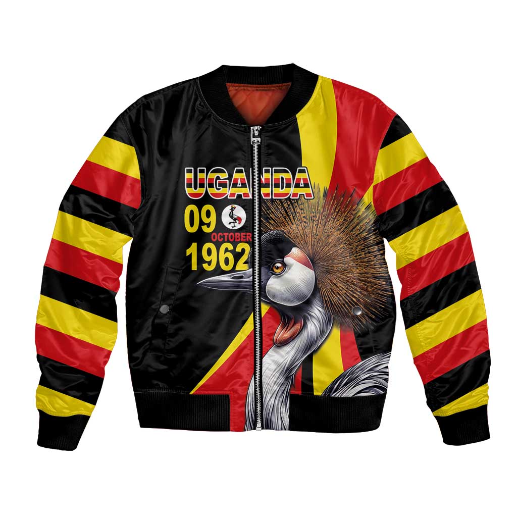 Uganda Independence Day with Crowned Cranes Bomber Jacket - Wonder Print Shop