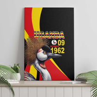 Canvas wall art of crowned crane on red-yellow-black stripes with “UGANDA 09 1962” text