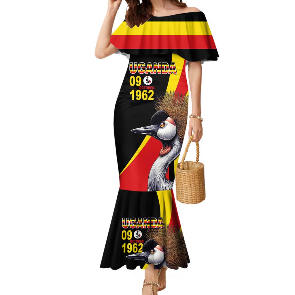 Uganda Independence Day with Crowned Cranes Mermaid Dress - Wonder Print Shop