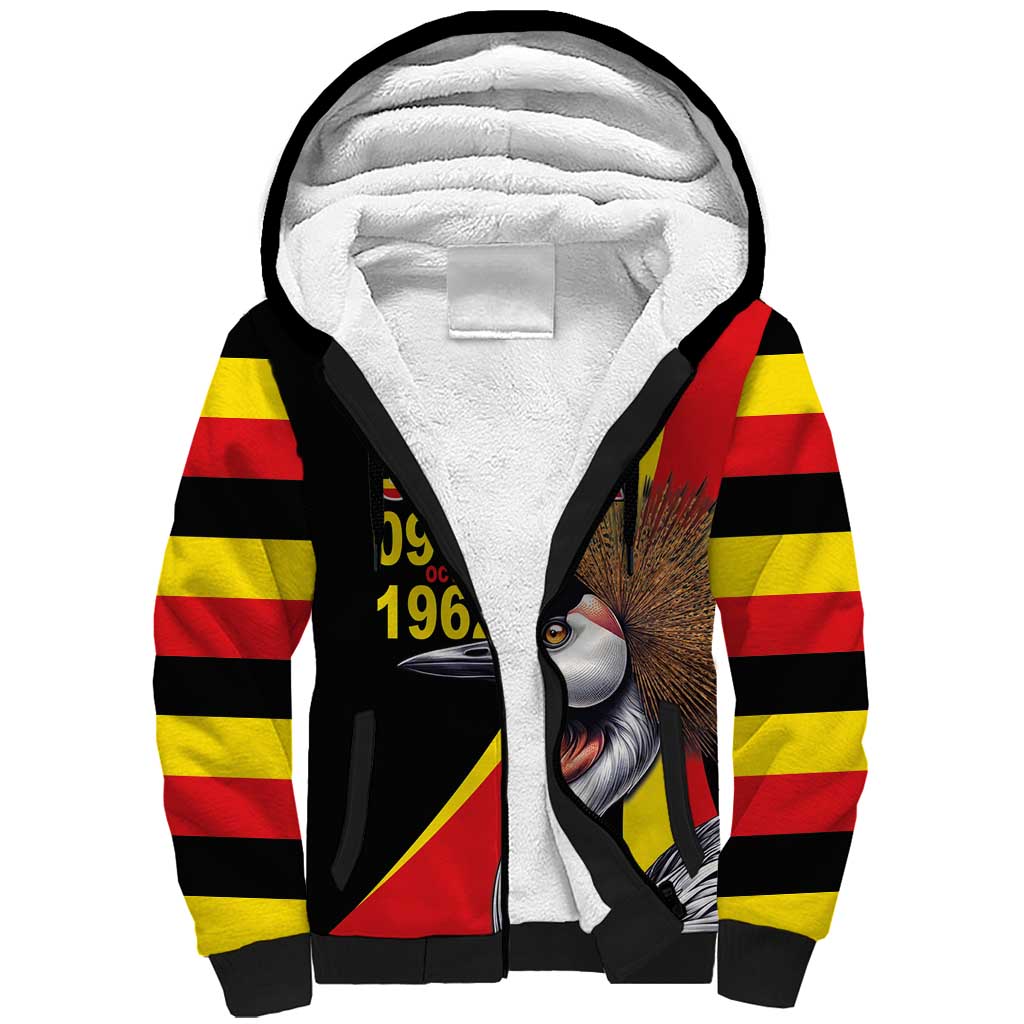 Uganda Independence Day with Crowned Cranes Sherpa Hoodie - Wonder Print Shop