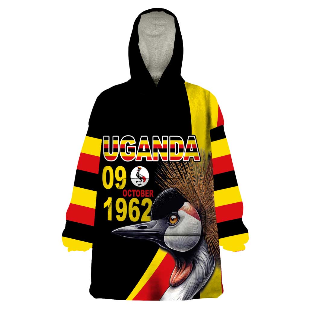 Uganda Independence Day with Crowned Cranes Wearable Blanket Hoodie - Wonder Print Shop