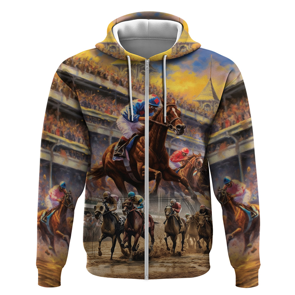 Kentucky Hosts Horse Races Watercolor Zip Hoodie - Wonder Print Shop