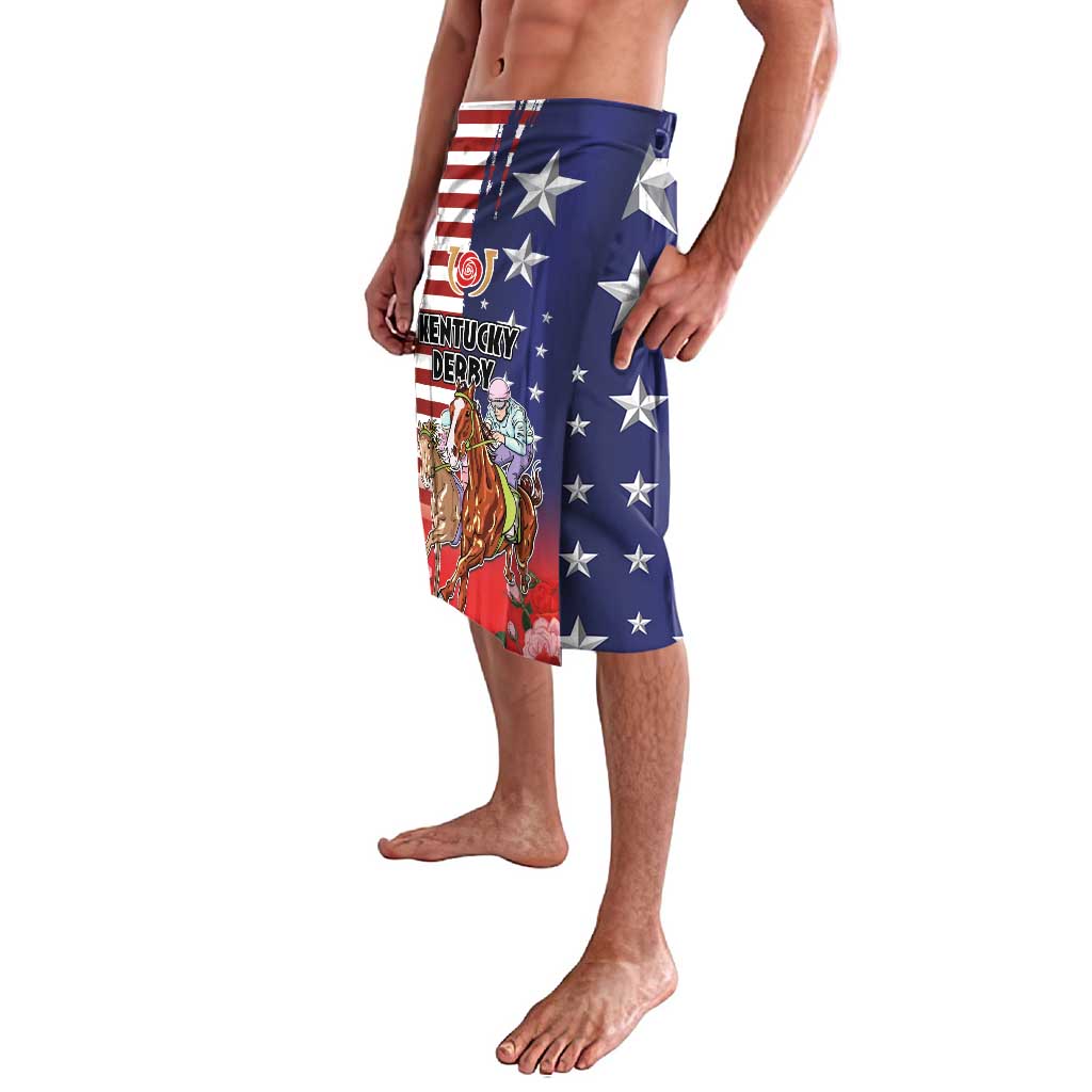 Men's graphic shorts with US stars & stripes and Kentucky Derby racehorse artwork