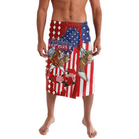 Red US flag grunge print lavalava skirt with horses, roses, and diamond accents