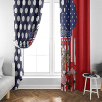 Kentucky Horses Racing Window Curtain US Flag Grunge and Dot Pattern Blue Color