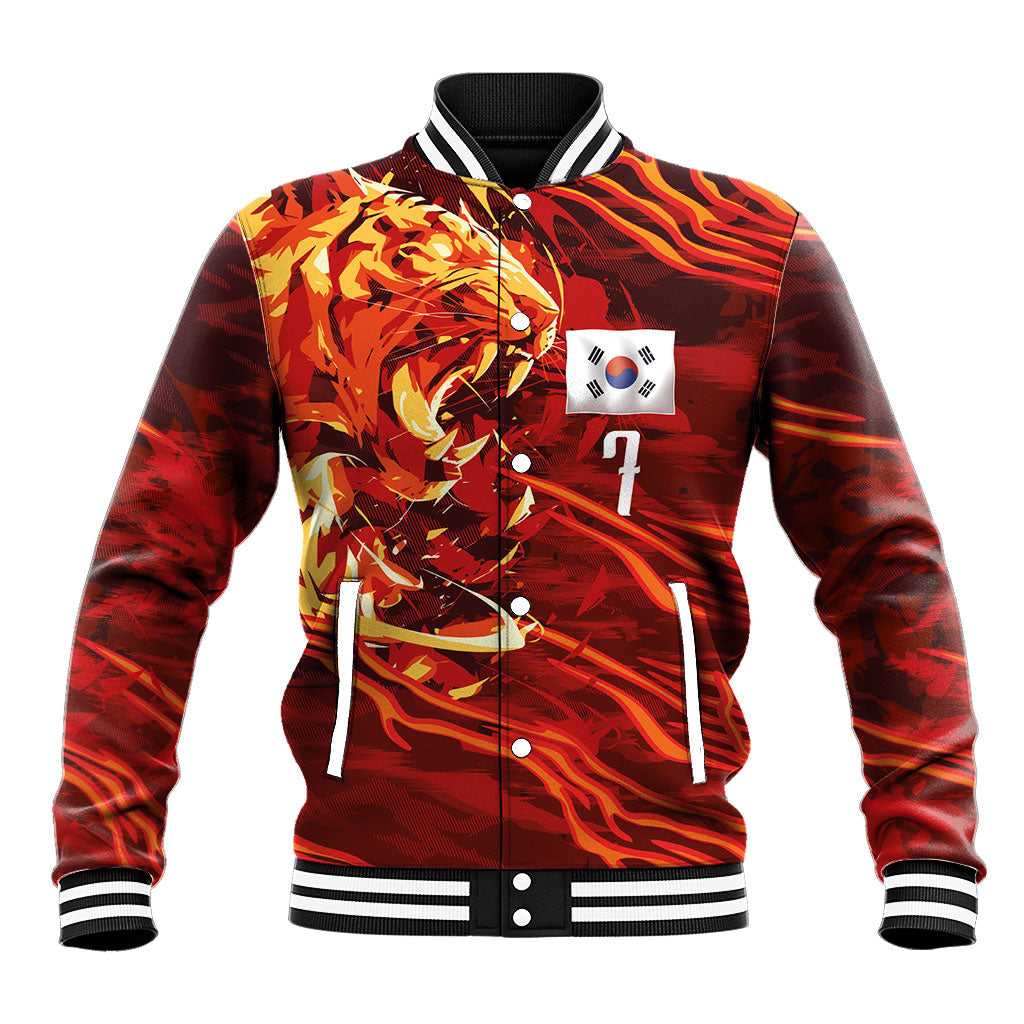 South Korea National Football Custom Baseball Jacket Tigers of Asia Fierce Abstract Flame-Inspired