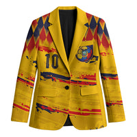Ecuador National Football Custom Blazer Argyle Pattern With Grunge Flag Splatter Graphics