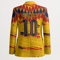 Ecuador National Football Custom Blazer Argyle Pattern With Grunge Flag Splatter Graphics