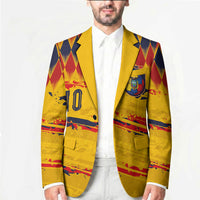 Ecuador National Football Custom Blazer Argyle Pattern With Grunge Flag Splatter Graphics
