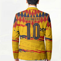 Ecuador National Football Custom Blazer Argyle Pattern With Grunge Flag Splatter Graphics