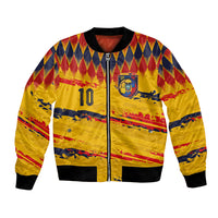 Ecuador National Football Custom Bomber Jacket Argyle Pattern With Grunge Flag Splatter Graphics