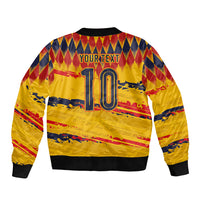 Ecuador National Football Custom Bomber Jacket Argyle Pattern With Grunge Flag Splatter Graphics