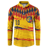Ecuador National Football Custom Button Sweatshirt Argyle Pattern With Grunge Flag Splatter Graphics