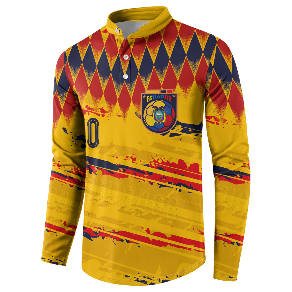 Ecuador National Football Custom Button Sweatshirt Argyle Pattern With Grunge Flag Splatter Graphics