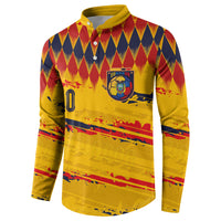 Ecuador National Football Custom Button Sweatshirt Argyle Pattern With Grunge Flag Splatter Graphics