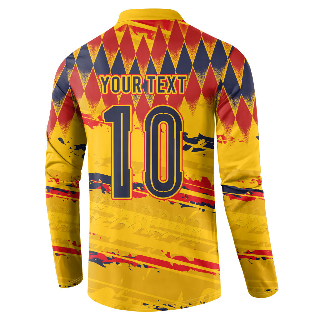 Ecuador National Football Custom Button Sweatshirt Argyle Pattern With Grunge Flag Splatter Graphics