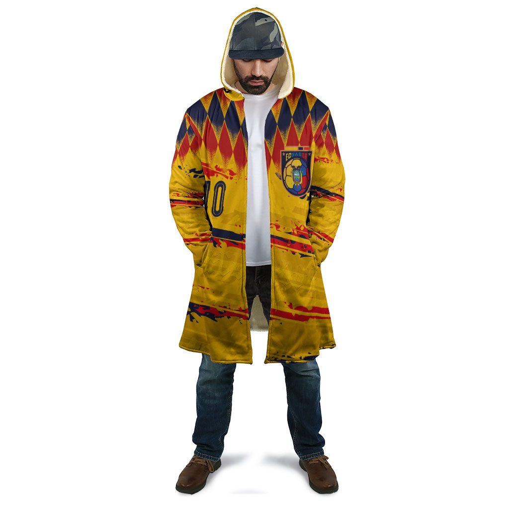 Ecuador National Football Custom Cloak Argyle Pattern With Grunge Flag Splatter Graphics