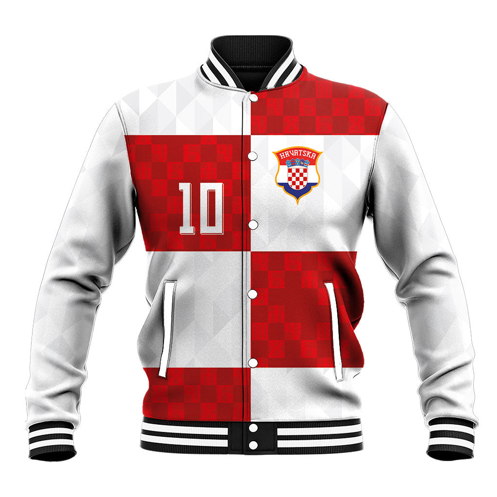 Croatia National Football Custom Baseball Jacket Checkerboard Pattern with Glagolitic Script