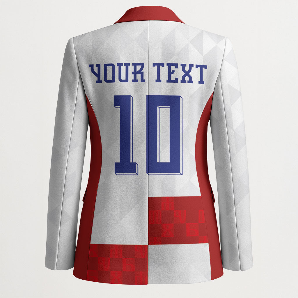 Croatia National Football Custom Blazer Checkerboard Pattern with Glagolitic Script