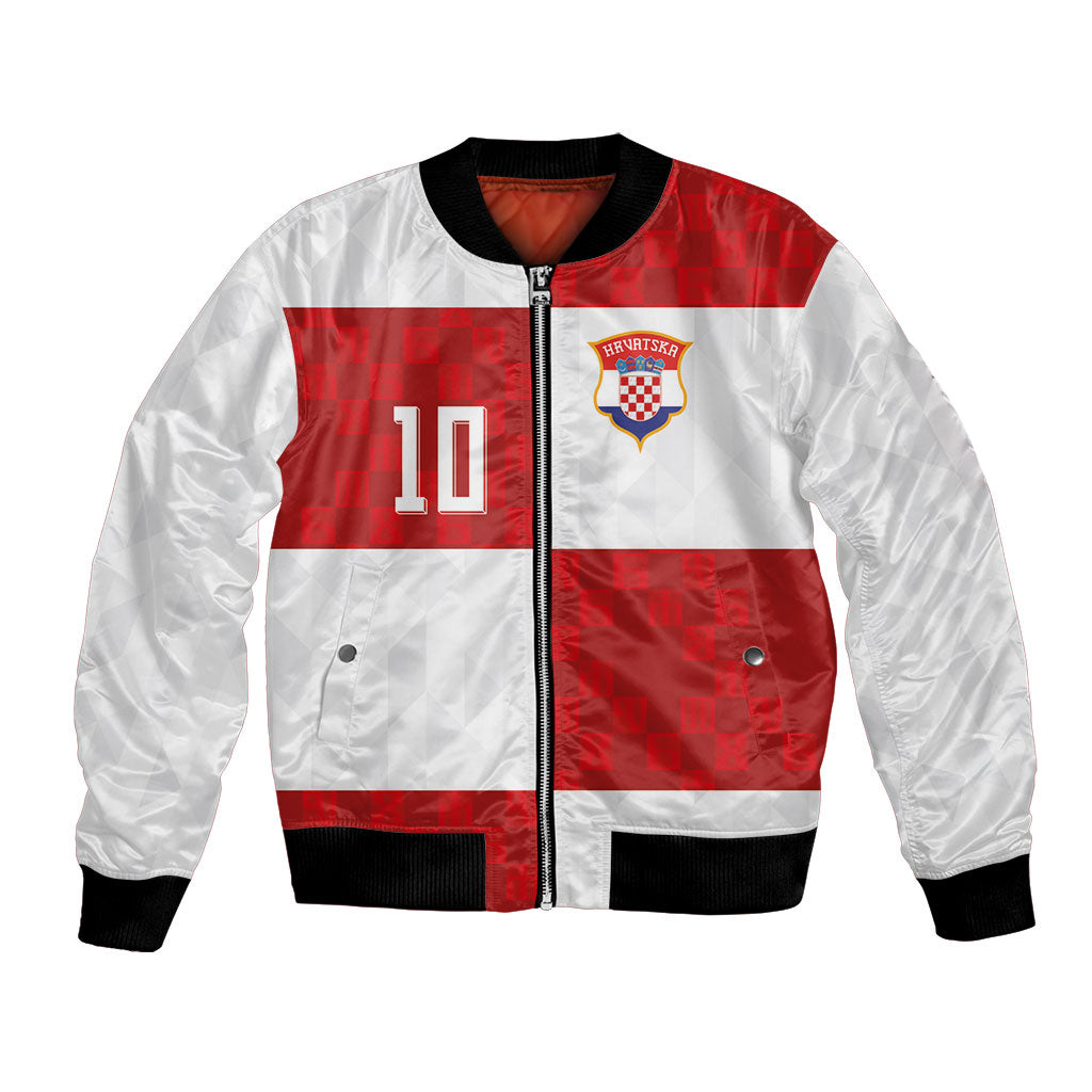 Croatia National Football Custom Bomber Jacket Checkerboard Pattern with Glagolitic Script