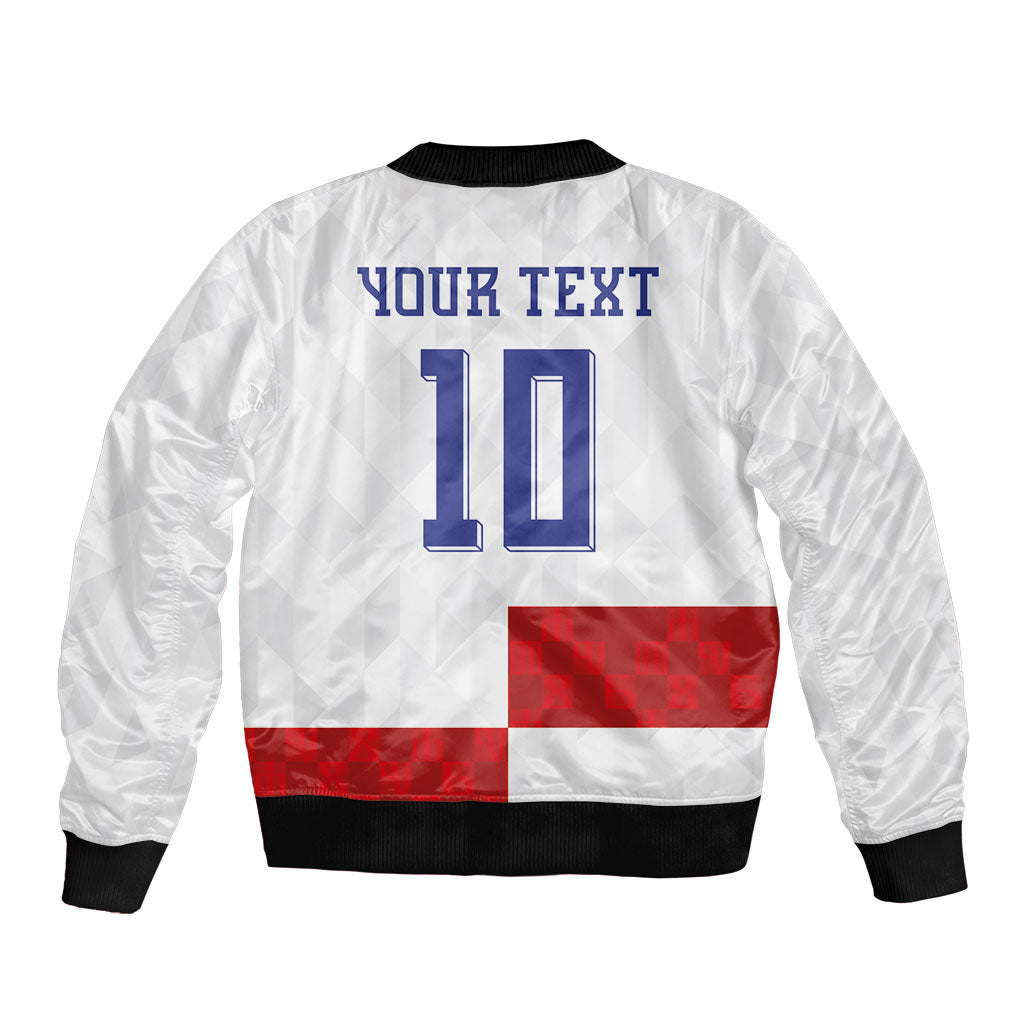Croatia National Football Custom Bomber Jacket Checkerboard Pattern with Glagolitic Script