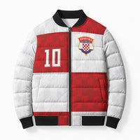 Croatia National Football Custom Bomber Puffer Jacket Checkerboard Pattern with Glagolitic Script