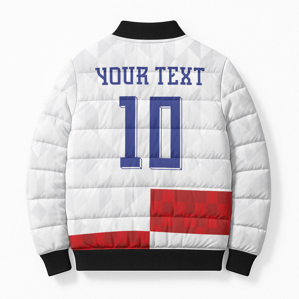 Croatia National Football Custom Bomber Puffer Jacket Checkerboard Pattern with Glagolitic Script