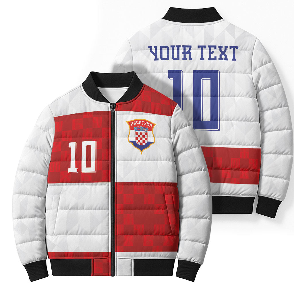 Croatia National Football Custom Bomber Puffer Jacket Checkerboard Pattern with Glagolitic Script