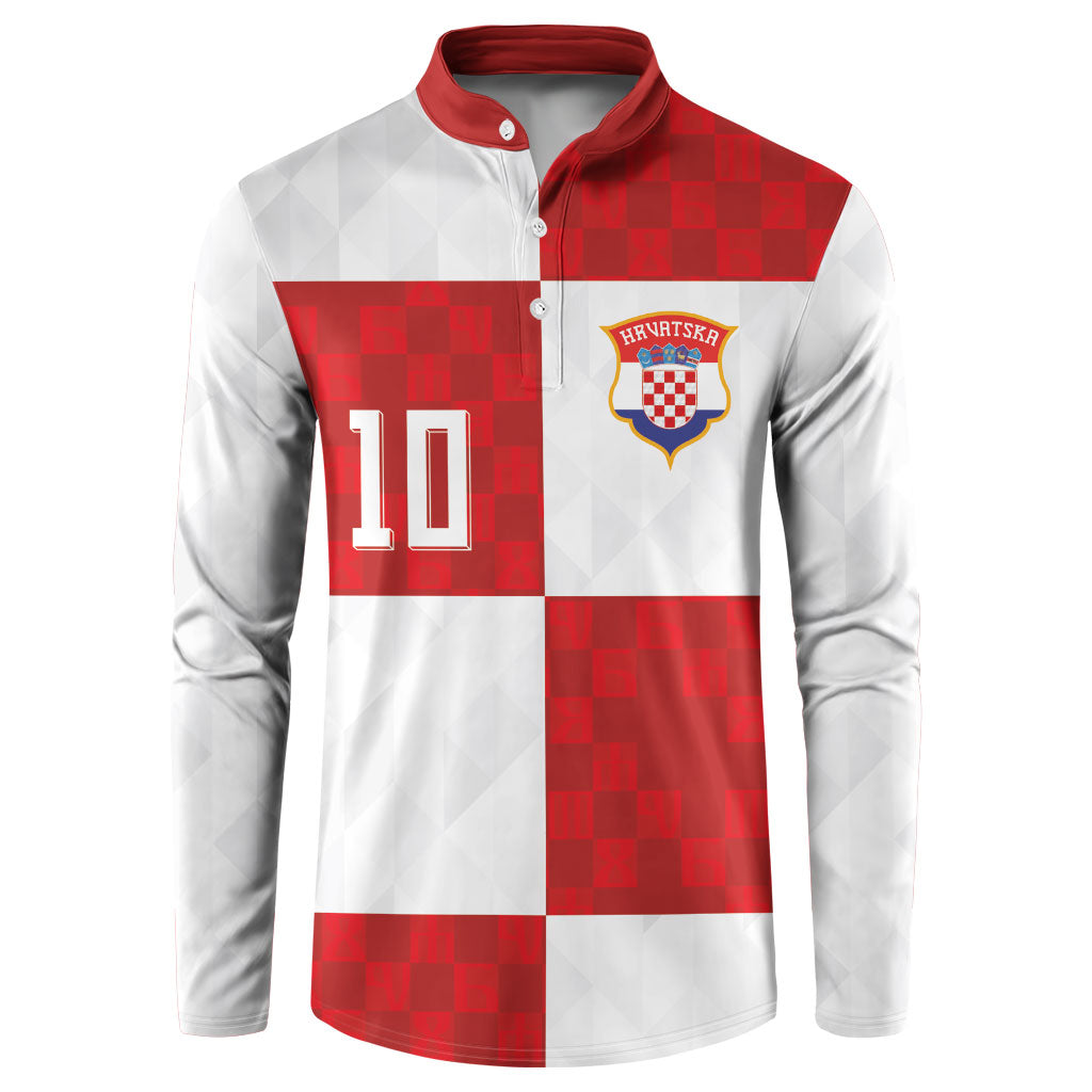 Croatia National Football Custom Button Sweatshirt Checkerboard Pattern with Glagolitic Script