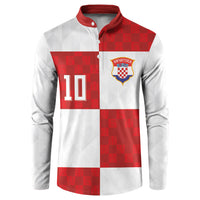 Croatia National Football Custom Button Sweatshirt Checkerboard Pattern with Glagolitic Script