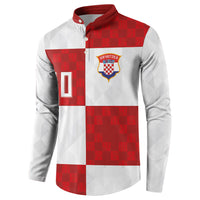 Croatia National Football Custom Button Sweatshirt Checkerboard Pattern with Glagolitic Script