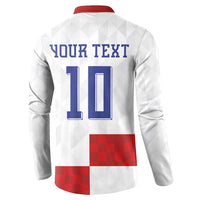 Croatia National Football Custom Button Sweatshirt Checkerboard Pattern with Glagolitic Script