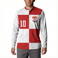 Croatia National Football Custom Button Sweatshirt Checkerboard Pattern with Glagolitic Script