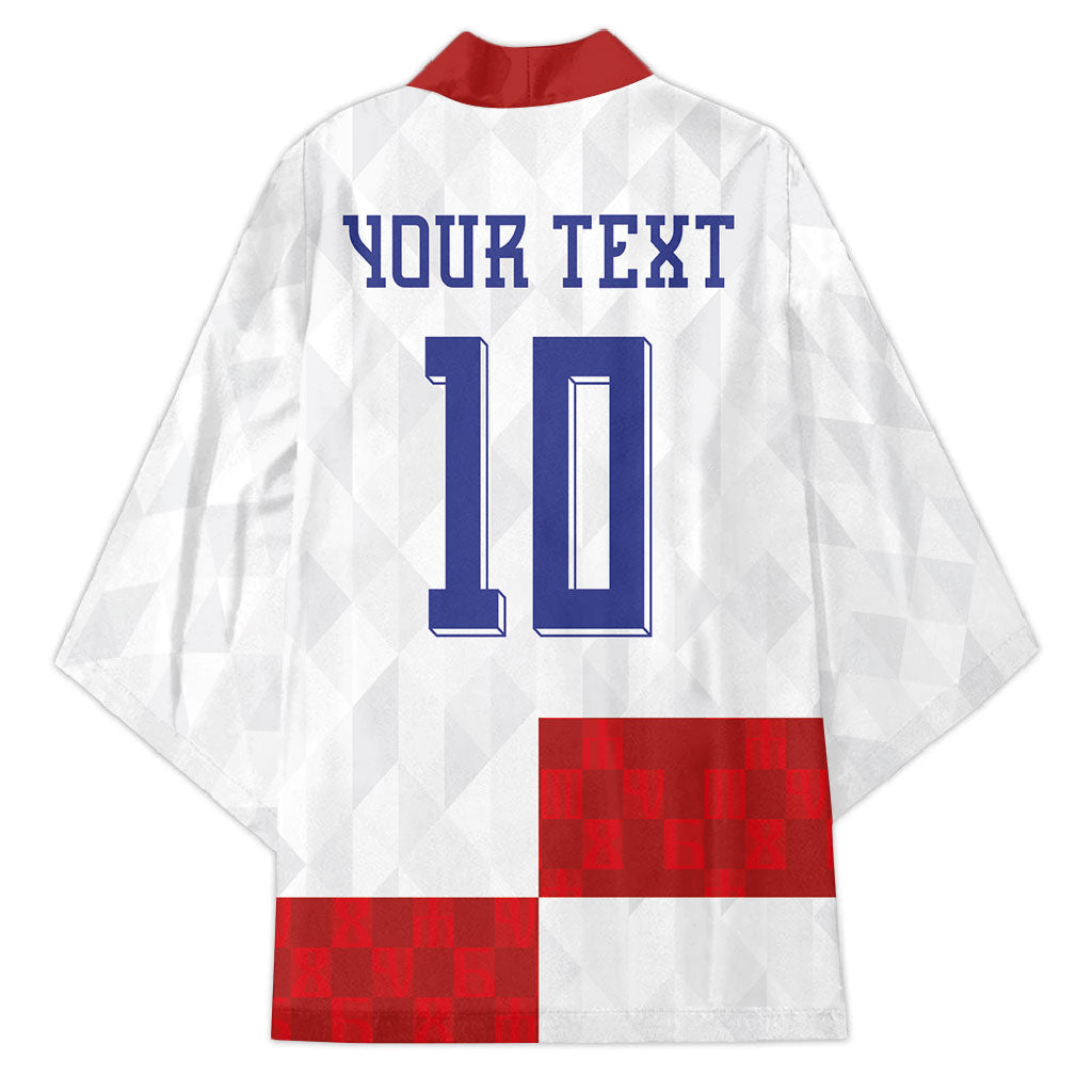 Croatia National Football Custom Kimono Checkerboard Pattern with Glagolitic Script