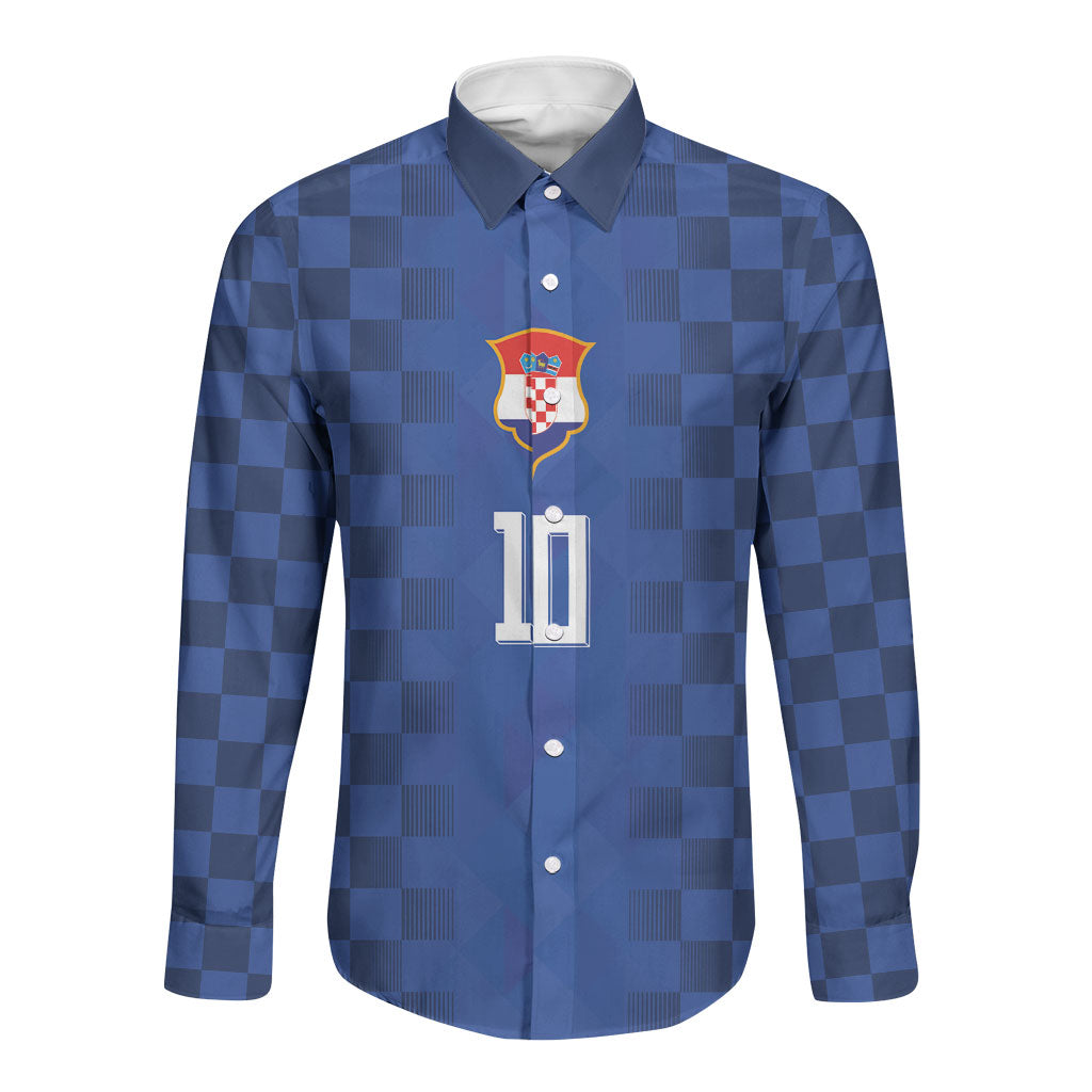 Croatia Football Custom Long Sleeve Button Shirt Vatreni Glory 2026 Away Colors
